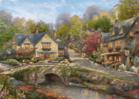 Schmidt Spiele 58629 Thomas Kinkade Studios Nyár Cobblestone Villageben 2000 darabos Puzzle