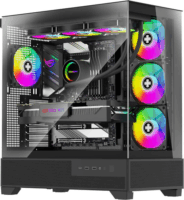 Xilence Flare X909 Midi Torony Számítógépház + 4db 120mm ARGB ventilátor - Fekete