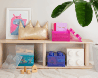 LEGO Játéktároló műanyag doboz 25 x 25 x 18 cm - Csillámos lila