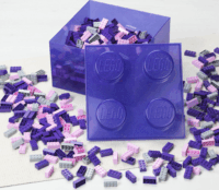 LEGO Játéktároló műanyag doboz 25 x 25 x 18 cm - Csillámos lila