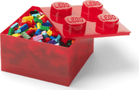 LEGO Játéktároló műanyag doboz 25 x 25 x 18 cm - Átlátszó/Piros