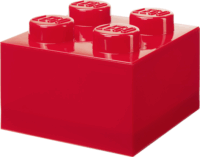 LEGO Játéktároló műanyag doboz 25 x 25 x 18 cm - Átlátszó/Piros