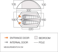 Vango Blade 200 2 személyes Alagút sátor 300 x 190 x 105 cm - Zöld