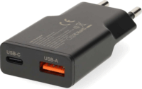 Nedis WCHA30BK USB-A / USB-C Hálózati Gyorstöltő Adapter 30W - Fekete