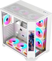 Rampage NOVA Midi Torony Számítógépház + 7db 120mm RGB ventilátor - Fehér