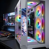 Rampage NOVA Midi Torony Számítógépház + 7db 120mm RGB ventilátor - Fehér