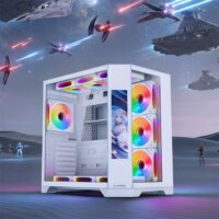 Rampage NOVA Midi Torony Számítógépház + 7db 120mm RGB ventilátor - Fehér