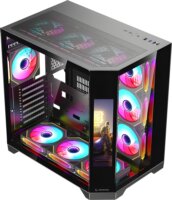 Rampage NOVA Midi Torony Számítógépház + 7db 120mm RGB ventilátor - Fekete