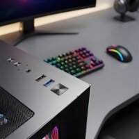 Rampage NOVA Midi Torony Számítógépház + 7db 120mm RGB ventilátor - Fekete