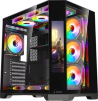 Rampage NOVA Midi Torony Számítógépház + 7db 120mm RGB ventilátor - Fekete