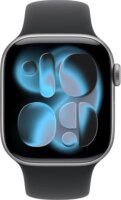 Apple Watch Series 11 42mm Okosóra S/M Fekete Sport szíjjal - Szürke