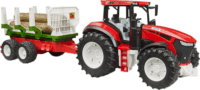 Bruder 03453 Roadmax traktor rönkszállító utánfutóval és rönkökkel - Piros