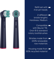 Beurer TB Clean Eco Green Planet Elektromos fogkefe Pótfej - Fekete (4db)