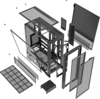 Silentware Air 2000 ARGB Midi Torony Számítógépház + 4db 140mm ARGB + 3db 120mm ARGB ventilátor - Fekete