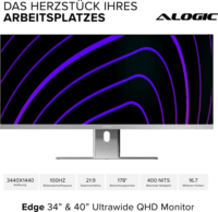 Alogic 34" 34C2KPDSGR EDGE 21:9 UWQHD IPS LED Monitor - Fekete