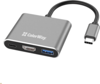 ColorWay CW-HUB08 Multifunkciós USB-C HUB W (1x HDMI + 1x Type-C 3.0 + 1x USB-A)