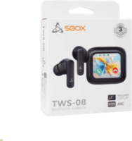 SBOX EB-TWS08-B Bluetooth Fülhallgató Headset Töltőtokban - Fekete