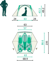 Jack Wolfskin Stratos Lite III 3 személyes Túrasátor 111 x 235 x 49 cm - Fűzöld