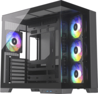 Silentware View A-RGB Midi Torony Számítógépház + 4db 120mm ventilátor - Fekete