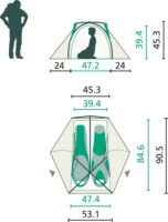 Jack Wolfskin Stratos Lite II 2 személyes Kupola sátor 95 x 90,5 x 45 cm - Zöld