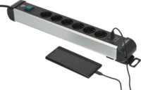 Brennenstuhl Premium Alu-Line 230V Hálózati Elosztó 6 aljzatos 1x USB-A / 1x USB-C 3m - Fekete/Fehér
