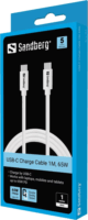 SANDBERG 136-52 USB-C Apa - USB-C Apa 65W Adat és Töltőkábel 1m - Fehér