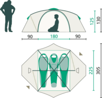 Jack Wolfskin REAL DOME LITE III 3 személyes Túrasátor 360 x 305 x 130 cm - Fűzöld