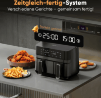 ProfiCook PC-FR 1295 H AirFryer Forrólevegős sütő 5,5 + 3,5L 2700 Watt - Fekete