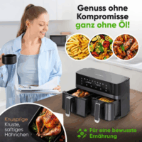 ProfiCook PC-FR 1295 H AirFryer Forrólevegős sütő 5,5 + 3,5L 2700 Watt - Fekete