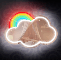 Forever Light Neon világító LED tükör Felhő és szivárvány mintával