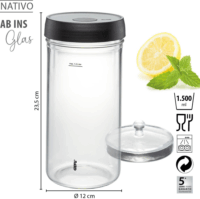 Gefu NATIVO Erjesztő Üveg 1,5L - Átlátszó / Fekete