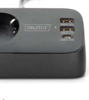 Digitus 3680W 2x USB-A / 1x USB-C Hálózati elosztó 3 aljzatos 1,5m - Fekete