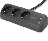 Digitus 3680W 2x USB-A / 1x USB-C Hálózati elosztó 3 aljzatos 1,5m - Fekete