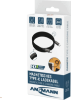 Ansmann 1700-0186 Magnetic USB-C apa - USB-C apa 2.0 Adat és töltőkábel 60 Watt 1,2m - Fekete