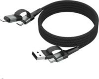 Ansmann 1700-0188 Mágneses 4in1 USB-C/USBA apa - USb-C/Lightning apa 2.0 Átalakító kábel 1,2m - Fekete