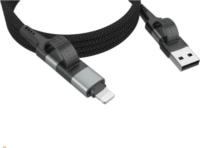Ansmann 1700-0188 Mágneses 4in1 USB-C/USBA apa - USb-C/Lightning apa 2.0 Átalakító kábel 1,2m - Fekete