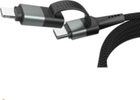 Ansmann 1700-0188 Mágneses 4in1 USB-C/USBA apa - USb-C/Lightning apa 2.0 Átalakító kábel 1,2m - Fekete