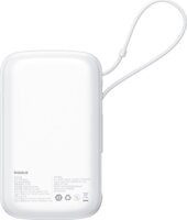Baseus Qpow Pro+ Powerbank Integrált USB-C Kábellel + USB-A / 10000mAh 22.5W - Fehér