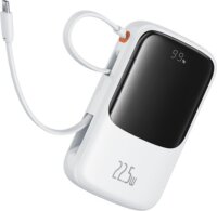 Baseus Qpow Pro+ Powerbank Integrált USB-C Kábellel + USB-A / 10000mAh 22.5W - Fehér