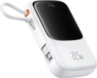 Baseus Qpow Pro+ Powerbank Integrált USB-C Kábellel + USB-A / 10000mAh 22.5W - Fehér