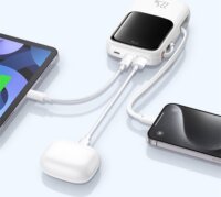Baseus Qpow Pro+ Powerbank Integrált USB-C Kábellel + USB-A / 10000mAh 22.5W - Fehér