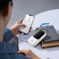 Baseus Qpow Pro+ Powerbank Integrált USB-C Kábellel + USB-A / 10000mAh 22.5W - Fehér