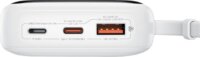 Baseus Qpow Pro+ Powerbank Integrált USB-C Kábellel + USB-A / 10000mAh 22.5W - Fehér