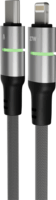 AVAX CB637 Steely LED USB-C - Lightning Fonott Adat és Töltőkábel 27W 3m - Fekete