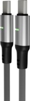 AVAX CB634 Steely LED USB-C Apa- USB-C Apa Fonott Adat és Töltőkábel 60W 3m - Ezüst