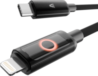 AVAX CB650 Pulsey USB-C Apa - Lightning Fonott Adat és Töltőkábel 27W 0.5m - Fekete