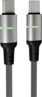 AVAX CB633 Steely LED USB-C Apa - USB-C Apa Fonott Adat és Töltőkábel 60W 2m - Szürke
