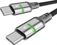 AVAX CB633 Steely LED USB-C Apa - USB-C Apa Fonott Adat és Töltőkábel 60W 2m - Szürke
