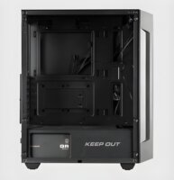 KEEP OUT XC-200 MESH Midi Torony Számítógépház + 3db 120mm ventilátor - Fekete