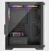KEEP OUT XC-201 GLASS Micro Tower Számítógépház + 4db 120mm ventilátor - Fekete